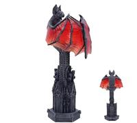 Gothic Bat Wing Lamp - Halloween Table Light with Red Glow & Cathedral Base, Vampire Decor for Horror Room, Witchy Night Setting, Spooky Gothic Home Decor, Halloween Party Accent