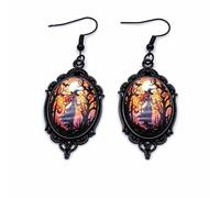 Gothic Bat Witch Glass Earrings for Women Halloween Punk Mystery Witches Vampire Bats Raven Crystal Cameo Horror Dangle Drop Earrings for Victorian Style Cosplay Party Christmas Jewelry Accessories, M