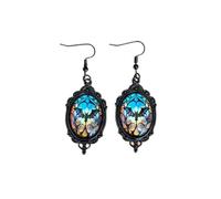 Gothic Bat Witch Glass Earrings for Women Halloween Punk Mystery Witches Vampire Bats Raven Crystal Cameo Horror Dangle Drop Earrings for Victorian Style Cosplay Party Christmas Jewelry Accessories, M