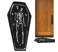 Gothic Bath Mat Coffin Shape - Stable Non Slip Soft, Easy Care | Halloween Rug with Skeleton Pattern, Scary Rug for the Door of the Entrance Door, Bedroom