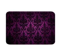 Gothic Bathroom Rugs Adults Black Damask Rug,Victorian Floor Mats 20"x32" Vintage Goth Door Mat Antique Black Floral Bohemian Decor,Purple
