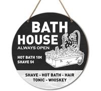 Gothic Bathroom Wall Decor, Farmhouse Bath Bathroom Decoration, Bath House Always Open.Home Office Farmhouse Yard Garden Synthetic Round Wood Sign 12 x 12 inch