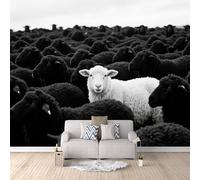 Gothic Bedroom Wall Paper Sheep, 3D Murals Black and White Seriesliving Room Wall Paper No Painting Needed Eye-Catching Design Odourless Printing 400X280Cm