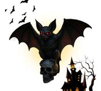 Gothic Bedside Lamp - Gothic 3D Resin Wall Lamp Bat Skull with LED, Terrible Halloween Lamp Decoration, Scary Mood Lighting for Bedroom, Bar, Living Room