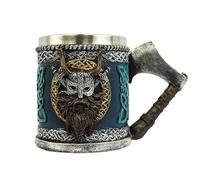 Gothic Beer Mug, Stainless Steel Bull Helm Beer Stein Cup, Skull Resin Beer Drinking Glass Single, 450ml Large Capacity Tea Mug Travel Coffee Mug for Family Gatherings, Friend Parties