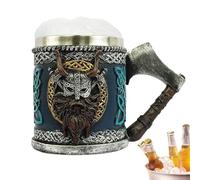 Gothic Beer Mug-Stainless Steel Horn Skull Beer Cup|vik-ing Beer Mug | Vik-ing Drinking Mug| Vik-ing Skull Mug Tankard | Rune Mug | Beer Stein Mug | Medieval Beer Mug for Coffee/Beverage/Juice