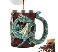 Gothic Beer Tankard - 3D Medieval Dragon Mug, Fantasy Coffee Stone, Stainless Steel Tankard for Dragon Fans, Gothic Cup, Collector's Decoration for Medieval Themes and Events