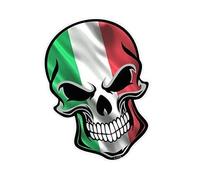 Gothic Biker Skull Design with Italy Italian il Tricolore Flag Motif Vinyl Car Bike Sticker Decal 110x75mm