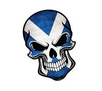 Gothic Biker SKULL Design with Scotland Scottish Saltire Flag Motif Vinyl Car Bike Sticker Decal 110x75mm