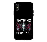 Gothic Biker Skull Nothing Personal Y2K Alt Grunge Case for iPhone X/XS