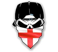 Gothic Biker Skull With Bandana & England English St Georges Flag Vinyl Car Sticker Decal 85x125mm