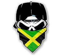 Gothic Biker Skull With Bandana & Jamaica Jamaican Flag Vinyl Car Sticker Decal 85x125mm