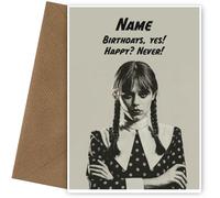 Gothic Birthday Card for Girls - Funny Goth & Horror Themed Teenage Girl Birthday Card - Gothic Wednesday Addams Goth Bday Cards for Daughter, Niece, Sister, Friend - 7x5 Blank Inside