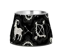 Gothic Black and White Skull Constellation Feed Dog Bowl Elevated Stainless Steel Pets Bowl Stand for Loving Pet Whisker Fatigue platos para perros para comer lento