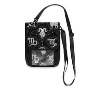 Gothic Black and White Skull Constellation Travel Wallet Passport Holder Travel Wallet Organizer Slim Lightweight Crossbody Bag with Adjustable Strap