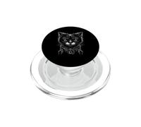 Gothic Black Cat Portrait Vintage Engraving Dark Aesthetic I PopSockets PopGrip for MagSafe