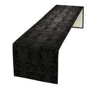 Gothic Black Damask Butterfly Table Runner, Vintage Floral Exotic Suger Skull Bohemian Antique Victorian Baroque Dinner Runner for Farmhouse Party Holiday Home Kitchen Dining Table Decor 13"x36"