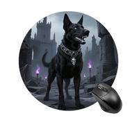 Gothic Black Dog Round Mouse Pad 7.8 Inch, Portable Gaming Mouse Mat with Non-Slip Rubber Base & Smooth Surface, Waterproof Mousepad for PC, Laptop, Computer, Office, Home