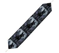 Gothic Black Dog Table Runner for Dining Table, Short Plush Runners Washable & Durable Tablerunner Modern Home Decor for Wedding, Kitchen, Holiday 178*33cm
