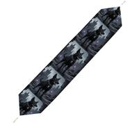 Gothic Black Dog Table Runner for Dining Table, Short Plush Runners Washable & Durable Tablerunner Modern Home Decor for Wedding, Kitchen, Holiday 200*33cm