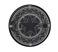 Rapoyo Gothic Black Pentagram Area Rug Round Non-Slip Carpet Living Room Bedroom Bath Floor Mat Home Decor (3 Feet Round)