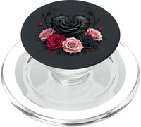 Gothic Black Petals and Spider Web Dark Valentine PopSockets PopGrip for MagSafe