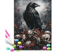 Gothic Black Raven 5D Diamond Art Kits Adults 12x16 Inch Diamond Art Kit for Beginners, DIY Full Drill Diamond Painting Gem Art and Crafts, for Gift Home Wall Decor 10033