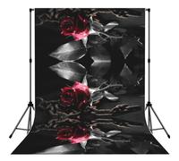 Gothic Black Roses Print Backdrop For Photoshoot, Photo Backdrop Background Curtain For Photography Portraits(No Stand)