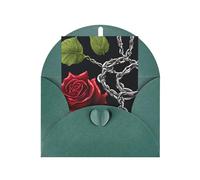 Gothic Black Roses Print Blank Greeting Cards, Love Buttons, Pearl Paper Envelopes Suitable For Various Occasions - Anniversary Cards, Thank You Cards, Holiday Cards, Wedding Cards, Congratulations.