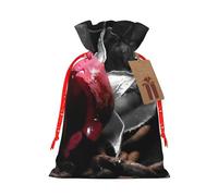 (gothic black roses) Print Christmas New Year Candy Gift Bag, Red Xmas Ribbon Drawstring Bags for Kids Xmas Holiday Eve Presents M Size
