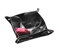 Gothic Black Roses Print Leather Valet Tray For Women,Travel Organizer, Trinket Jewelry Cosmetic Organizer Tray
