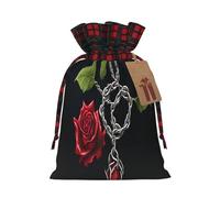 gothic black roses -Print Multi-Colored Burlap Drawstring Pouches, Eco-Friendly Bags For Parties Wedding Favors Packaging M Size