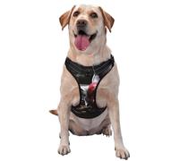 Gothic Black Roses Printed,Pet Harness,Adjustable Reflective Dog Harness,Pet Leash Vest,XL