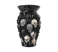 Gothic Black Skull Vase with Rhinestone Accents - 15cm Decorative Flower Vase for Goth Home Decor and Alternative Interiors - Unique Skull Planter for Black Roses & Dried Flowers (15cm/6in)