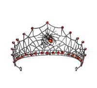 Gothic Black Spider Web Tiara Crown with 3D Spider for Women Girls, Halloween Cosplay Dark Queen Headpiece, Rhinestone Headband for Masquerade Party Wedding Prom Stage Accessories, 5.3x2.4 Inch (Pack