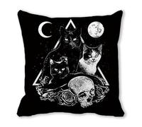 Gothic Black Witchy Cushion Cover - 45 X 45CM Gothic Home Decor, Grunge Room Decor, Witch Gifts for Women, Goth Witchcraft Decor, Goth Accessories for Bedroom Livingroom Decoration(No Pillow Core)