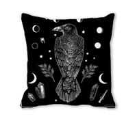 Gothic Black Witchy Cushion Cover - 45 X 45CM Gothic Home Decor, Grunge Room Decor, Witch Gifts for Women, Goth Witchcraft Decor, Goth Accessories for Bedroom Livingroom Decoration(No Pillow Core)