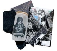 Gothic Blind Date with a Book, Horror Mystery Halloween Book Gift Set, Includes Cozy Socks, Keychain & Stickers, Book Lover Gift, Spooky Reading Surprise (F)