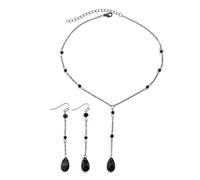 Gothic Blood Drop Y Necklace Earrings Vintage Black Red Crystal Bloody Dripping Teardrop Beaded Tassel Y2k Jewelry Set for Women Men Goth Halloween Cosplay Party Vampire Costume Christmas Jewelry, M
