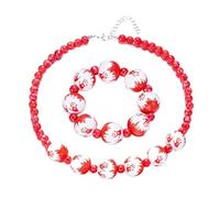 Gothic Bloody Handprint Necklace & Bracelet Set, Halloween Jewelry, Comfortable Soft Pottery Accessories