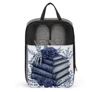 Gothic Books Roses Skeletal Hand Shoe Bag for Travel Daily Use Anti-dust Storage Carrier Golf Shoe Pouch