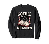 Gothic Bookworm Raven Reading Literary Design Sweatshirt