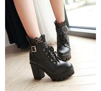 Gothic Boots for Women Lace Buckle Gothic Cosplay Booties Chunky High Heels Back Zipper Punk Shoes Goth Platform Boots for Women Bride Wedding Halloween