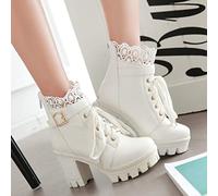 Gothic Boots for Women Lace Buckle Gothic Cosplay Booties Chunky High Heels Back Zipper Punk Shoes Goth Platform Boots for Women Bride Wedding Halloween