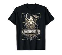Gothic Botanical Ghost Orchid Dark Floral Herbarium T-Shirt