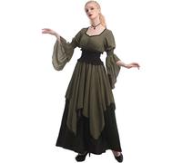 Gothic Bride Costume Women 2025 Elegant Medieval Witch Dress Halloween Cosplay Party Outfit with Maidens Gothic Wedding Gown (GN2, M)