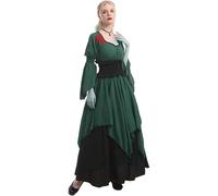 Gothic Bride Costume Women 2025 Elegant Medieval Witch Dress Halloween Cosplay Party Outfit with Maidens Gothic Wedding Gown (GN1, M)