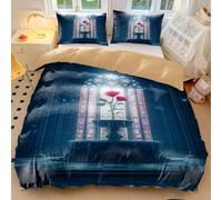 Gothic Burgundy Rose Duvet Cover Midnight Bloom Floral Bedding with Moon Phase Design Soft Microfiber 3 Pcs Bedding Sets for Gothic Bedroom Decor (style4,Double200x200cm+50x75cm*2)
