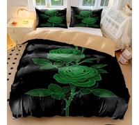 Gothic Burgundy Rose Duvet Cover Midnight Bloom Floral Bedding with Moon Phase Design Soft Microfiber 3 Pcs Bedding Sets for Gothic Bedroom Decor (style5,Single135x200cm+50x75cm*2)