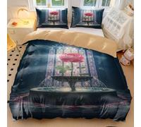 Gothic Burgundy Rose Duvet Cover Midnight Bloom Floral Bedding with Moon Phase Design Soft Microfiber 3 Pcs Bedding Sets for Gothic Bedroom Decor (style3,King 240x220cm+65x65cm*2)